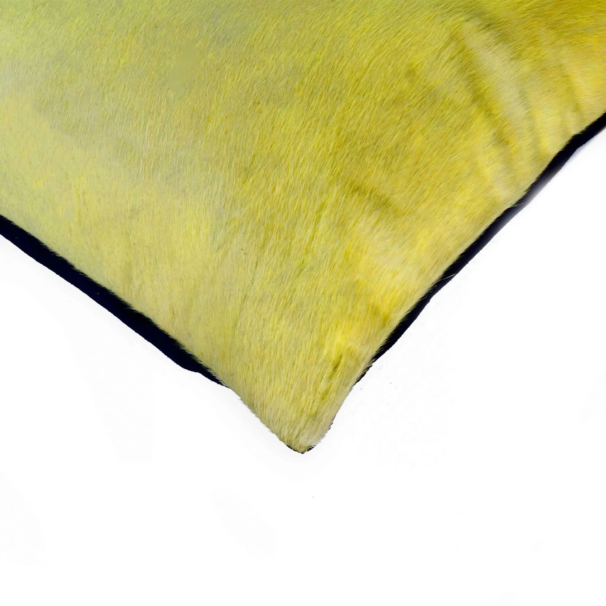 18" Yellow Cowhide Throw Pillow