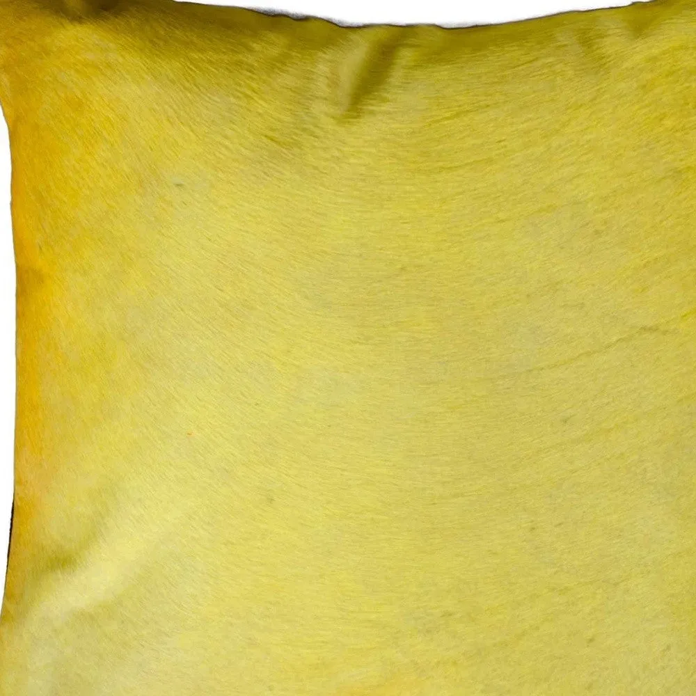 18" Yellow Cowhide Throw Pillow