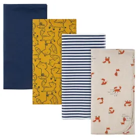 4-Pack Boys Fox Flannel Receiving Blankets