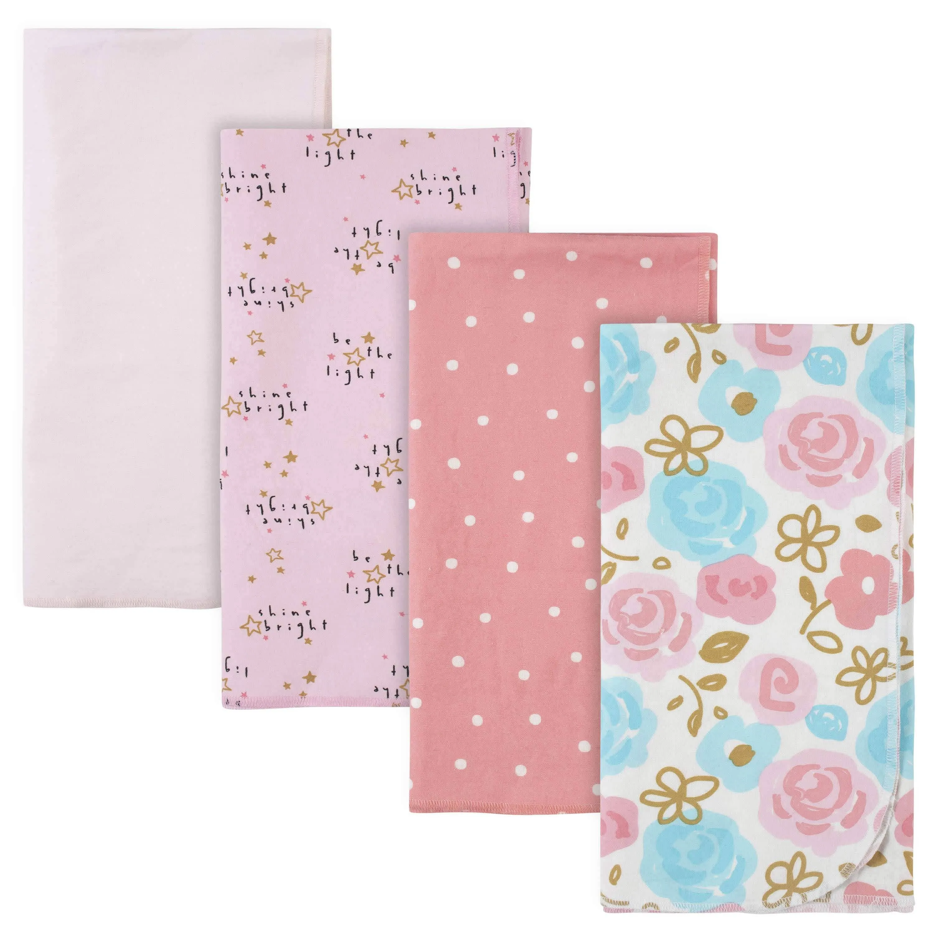 4-Pack Girls Princess Flannel Receiving Blankets