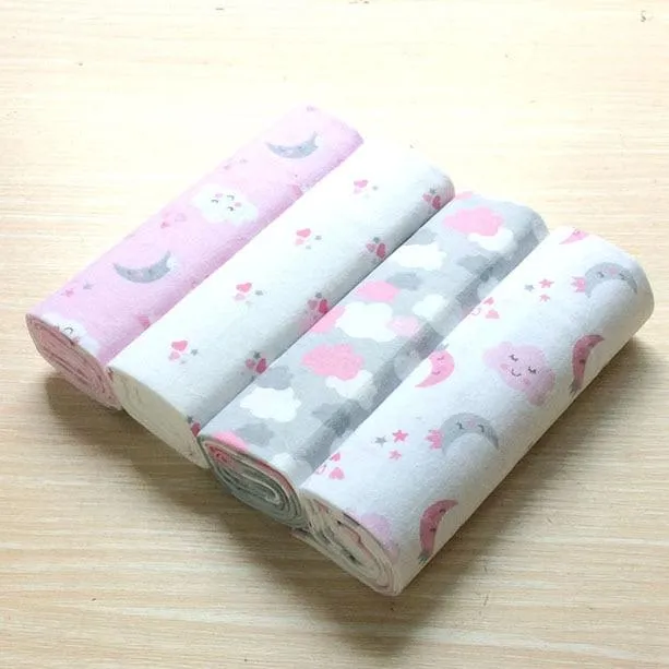 4Pcs/Pack Baby Super Soft Brushed Cotton Flannel Swaddle Wrap Blankets