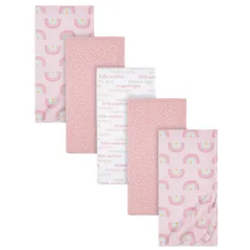 5-Pack Baby Girls Pink Rainbow Flannel Receiving Blankets