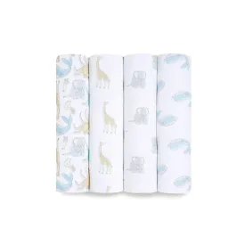 aden   anais Essentials Cotton Muslin Swaddle Blankets - Natural History - 4 Pack