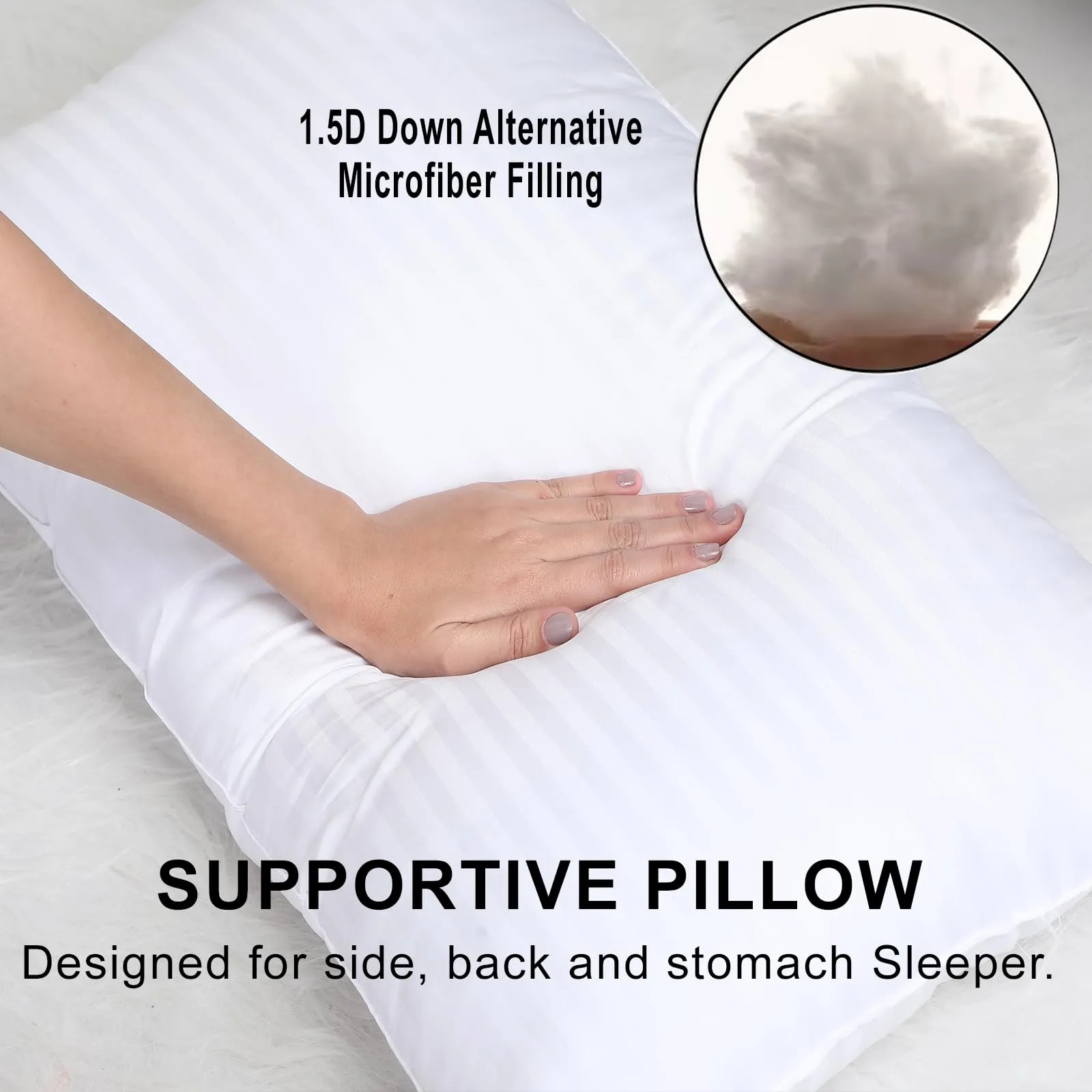 AVI Luxury Hotel Collection Microfiber Filled Bed Pillows for Sleeping, Super Soft Pillow Fillers for Back, Side, and Stomach Sleepers, 17 x 27 Inches or 43 x 68 CM Set of 2