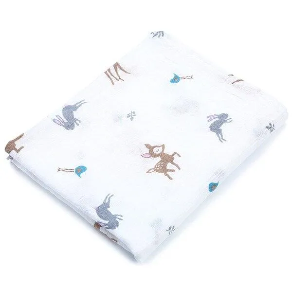 Baby 2 Layer Cotton Muslin Dinosaur Pattern Multi-Use Swaddle Wrap Blankets