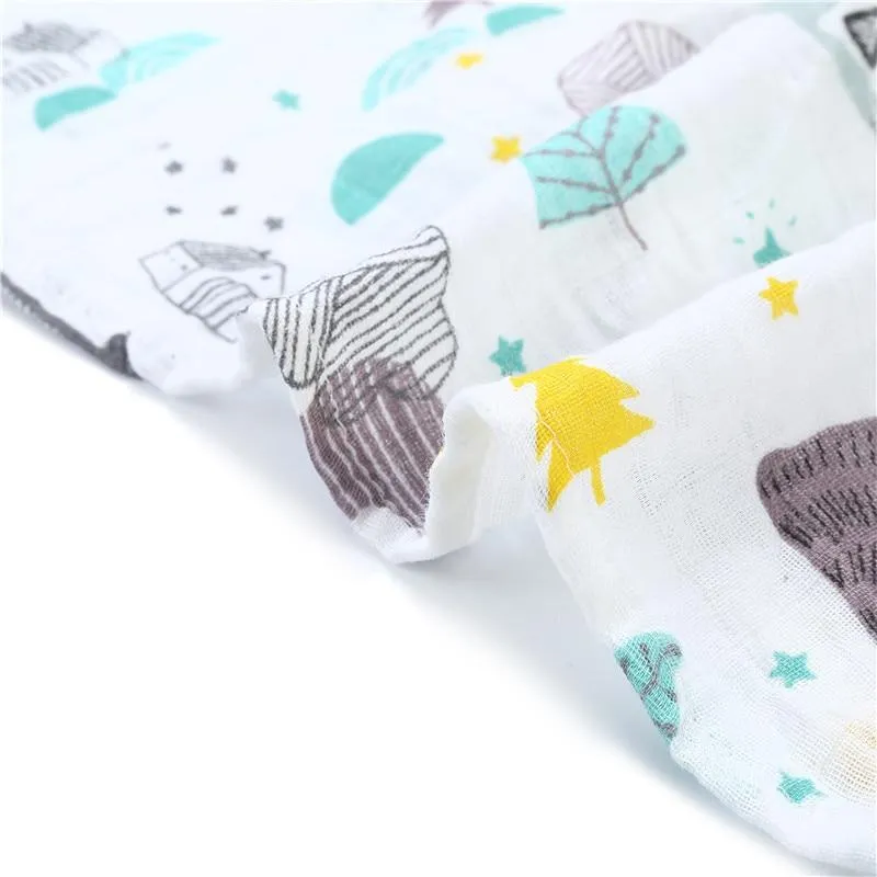 Baby 2 Layer Cotton Muslin Dinosaur Pattern Multi-Use Swaddle Wrap Blankets