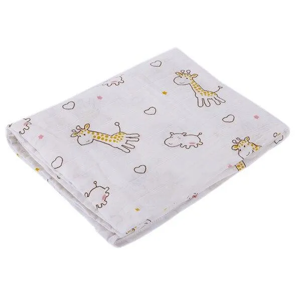 Baby 2 Layer Cotton Muslin Dinosaur Pattern Multi-Use Swaddle Wrap Blankets