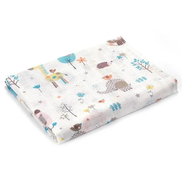 Baby 2 Layer Cotton Muslin Dinosaur Pattern Multi-Use Swaddle Wrap Blankets