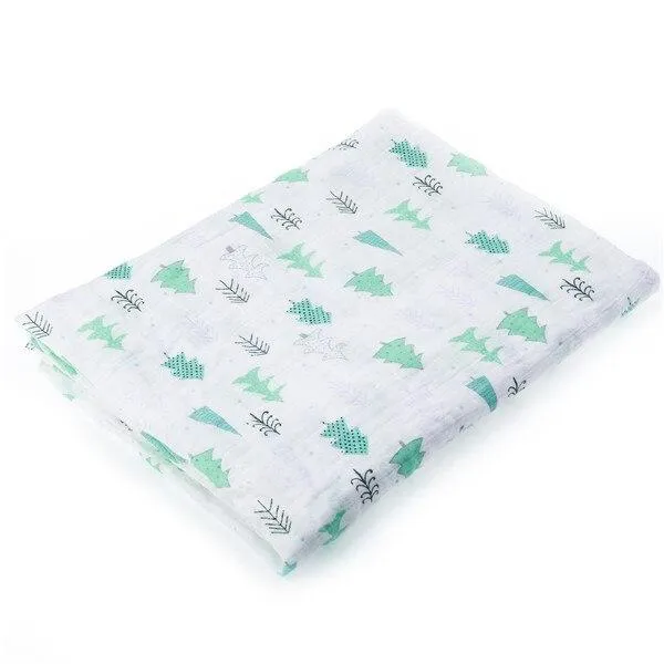 Baby 2 Layer Cotton Muslin Dinosaur Pattern Multi-Use Swaddle Wrap Blankets