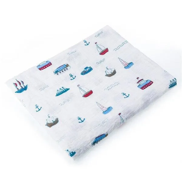 Baby 2 Layer Cotton Muslin Dinosaur Pattern Multi-Use Swaddle Wrap Blankets