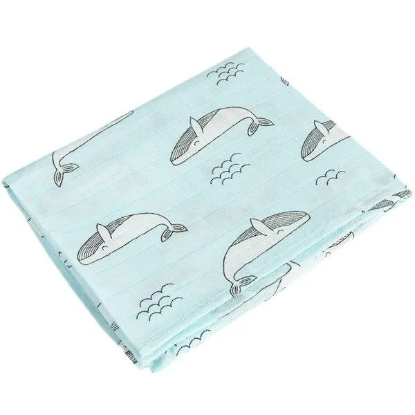 Baby 2 Layer Cotton Muslin Dinosaur Pattern Multi-Use Swaddle Wrap Blankets