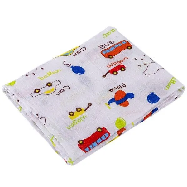 Baby 2 Layer Cotton Muslin Dinosaur Pattern Multi-Use Swaddle Wrap Blankets