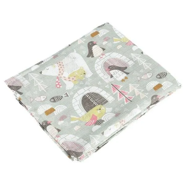 Baby 2 Layer Cotton Muslin Dinosaur Pattern Multi-Use Swaddle Wrap Blankets