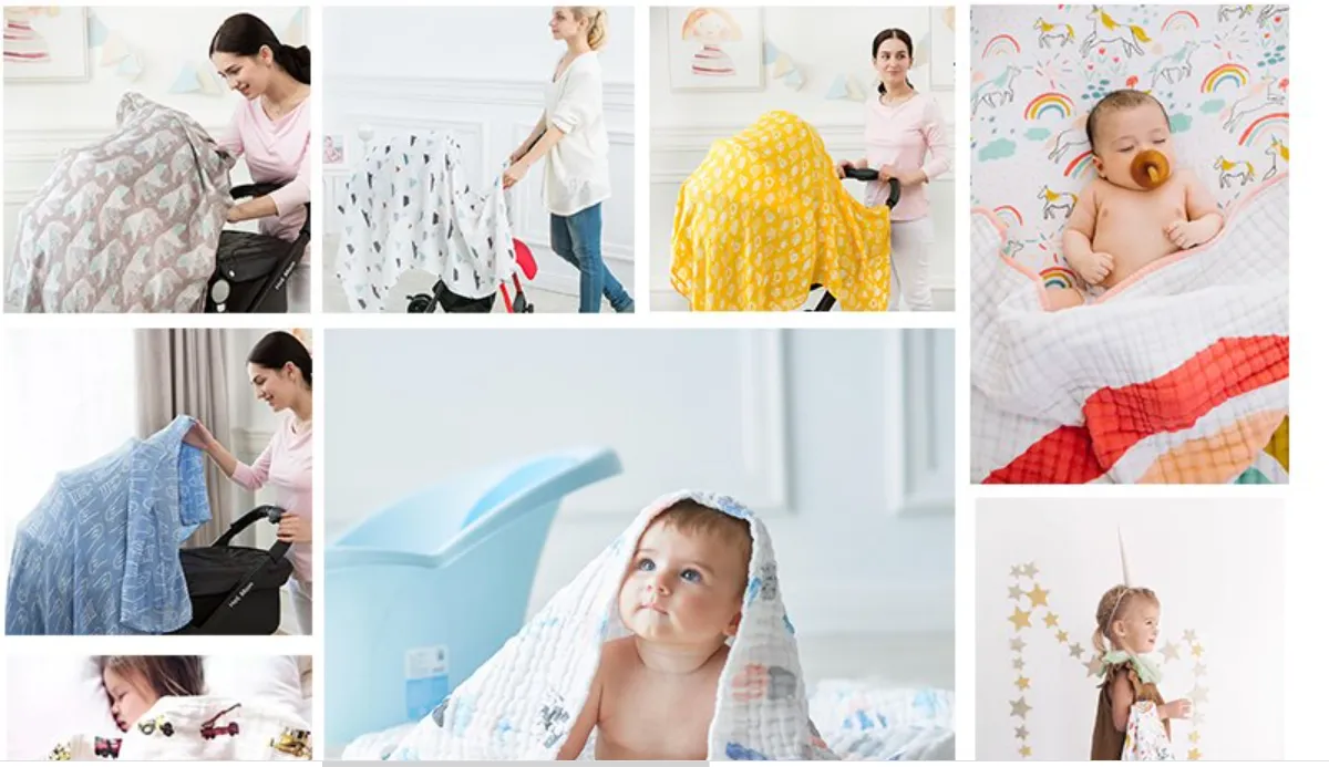 Baby Cotton Muslin Swaddle Wrap Blankets Stroller Covers