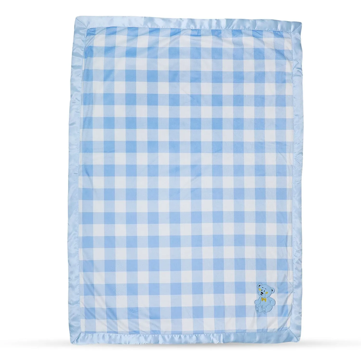 Baby Moo Checkered Charm Soft Fur Blanket - Blue