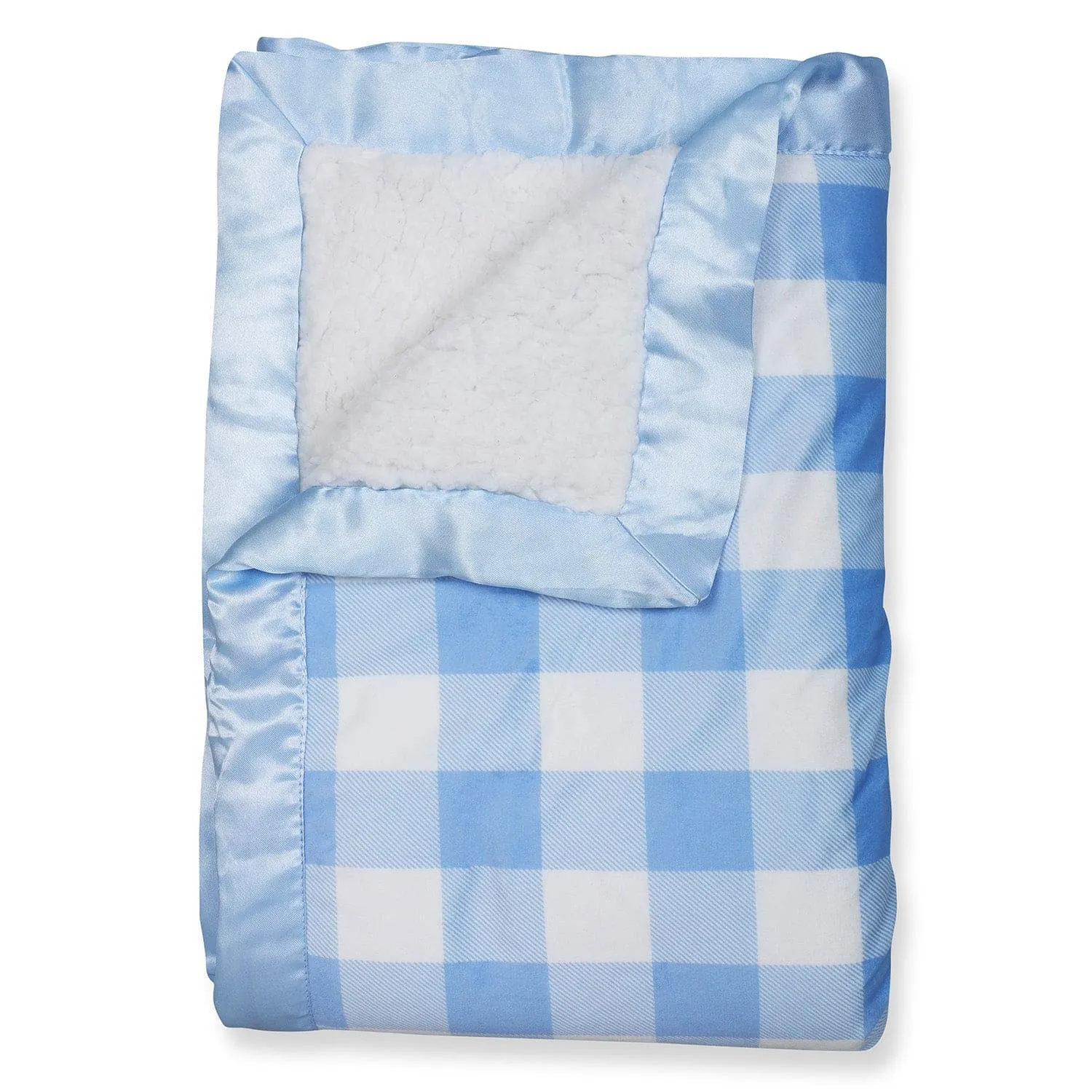 Baby Moo Checkered Charm Soft Fur Blanket - Blue