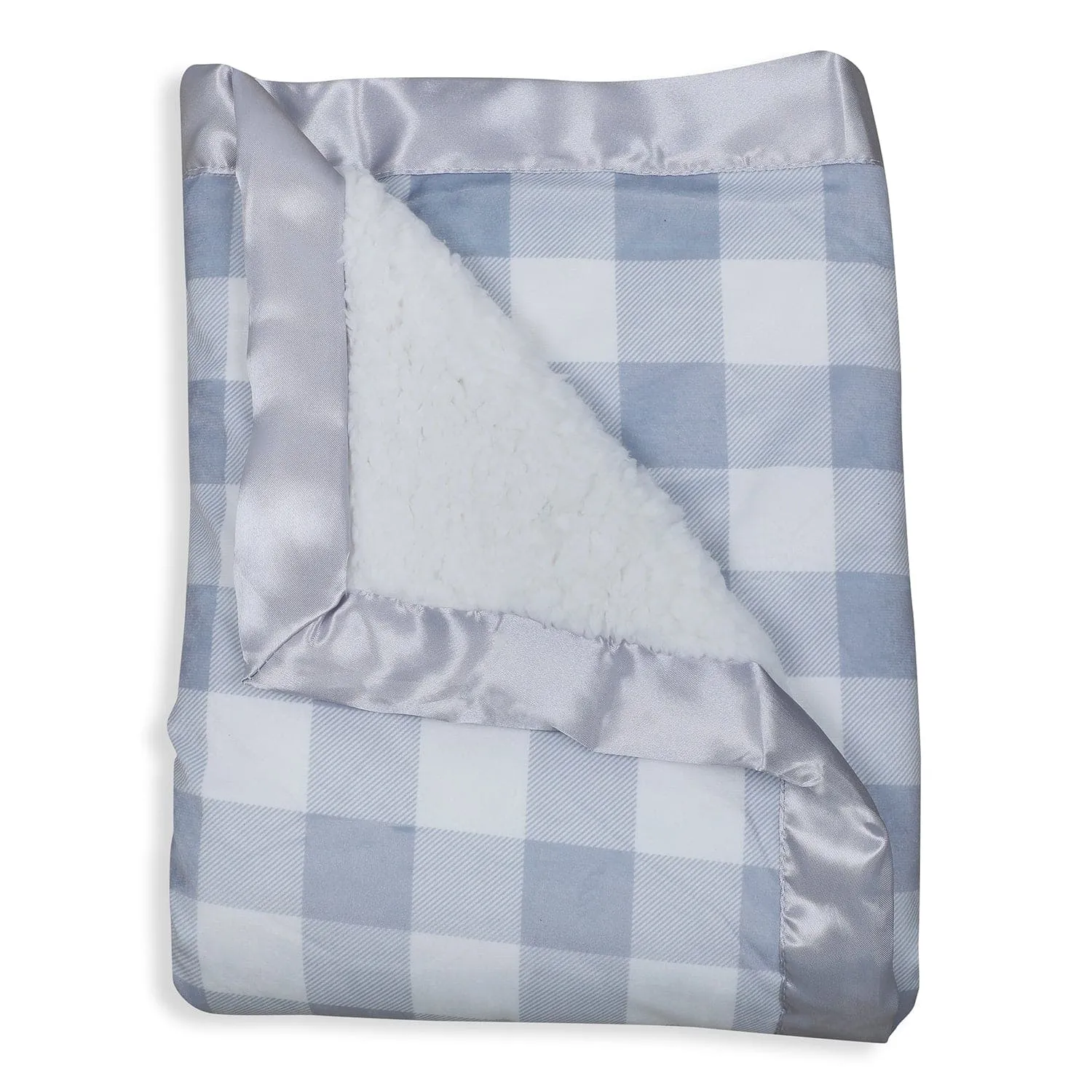 Baby Moo Checkered Charm Soft Fur Blanket - Grey