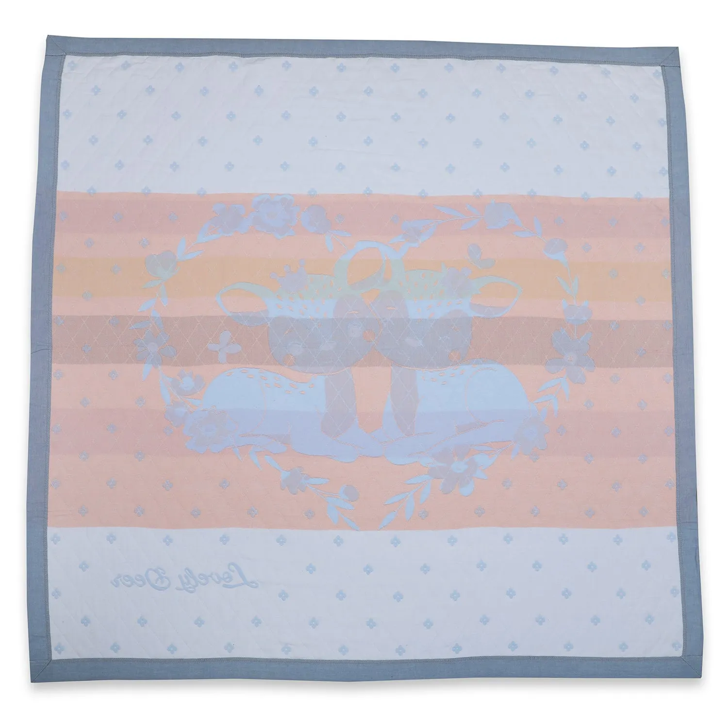 Baby Moo Deers In Love All Season Medium Muslin Blanket - Blue