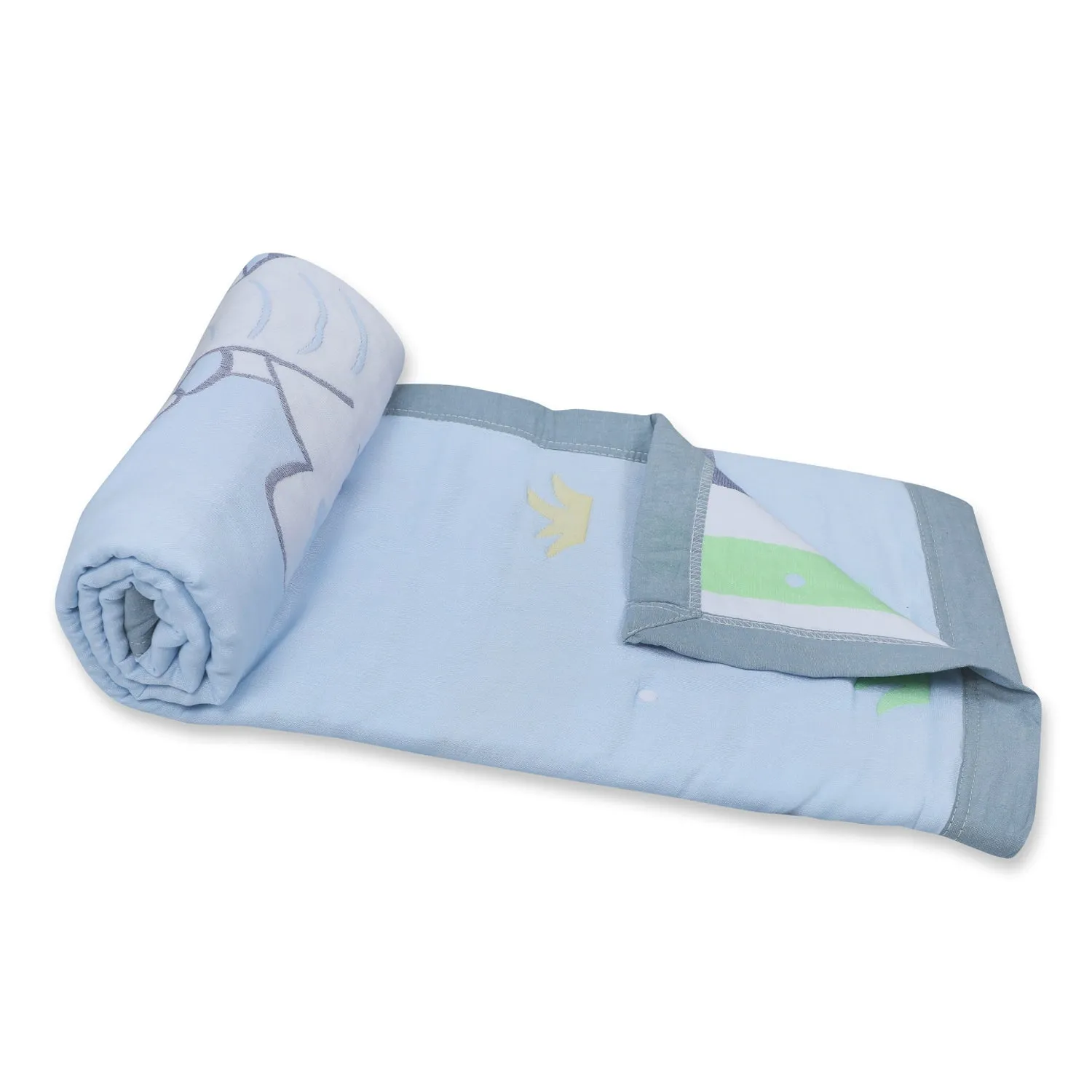 Baby Moo Elephant Adventure All Season Medium Muslin Blanket - Blue