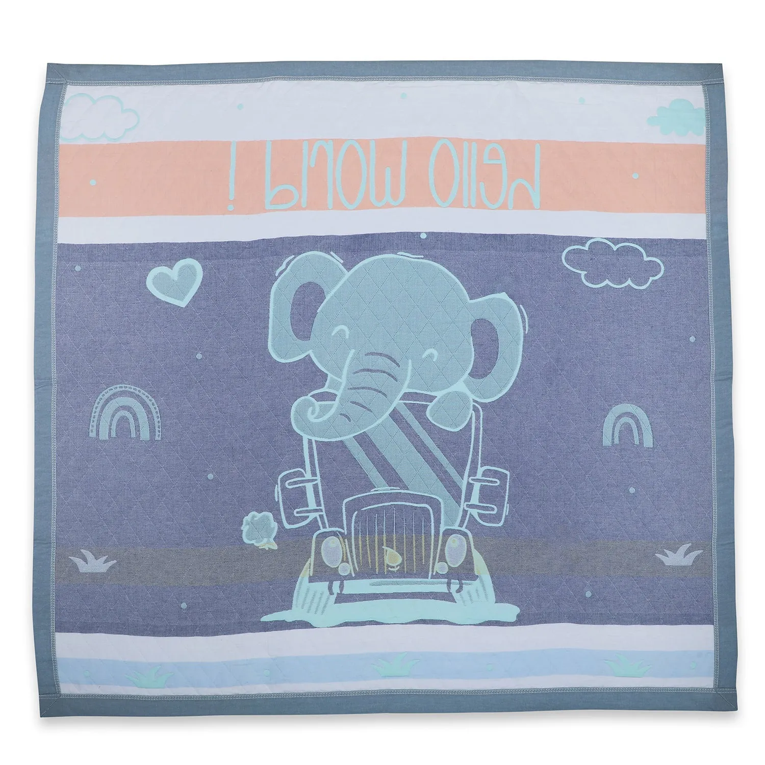 Baby Moo Elephant Adventure All Season Medium Muslin Blanket - Mint Green