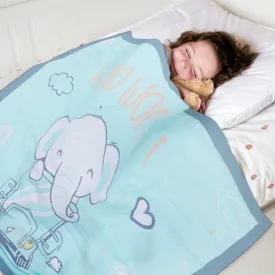 Baby Moo Elephant Adventure All Season Medium Muslin Blanket - Mint Green