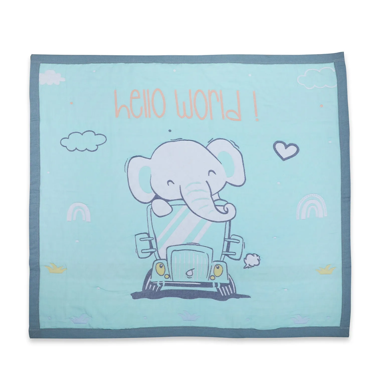 Baby Moo Elephant Adventure All Season Medium Muslin Blanket - Mint Green