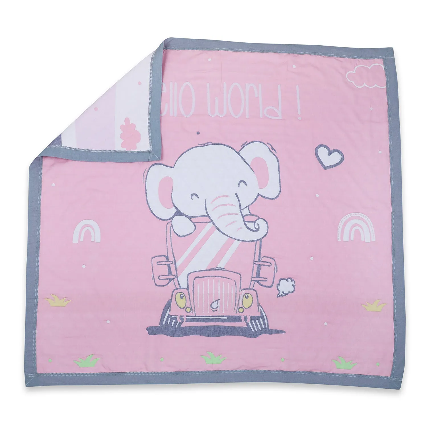 Baby Moo Elephant Adventure All Season Medium Muslin Blanket - Pink