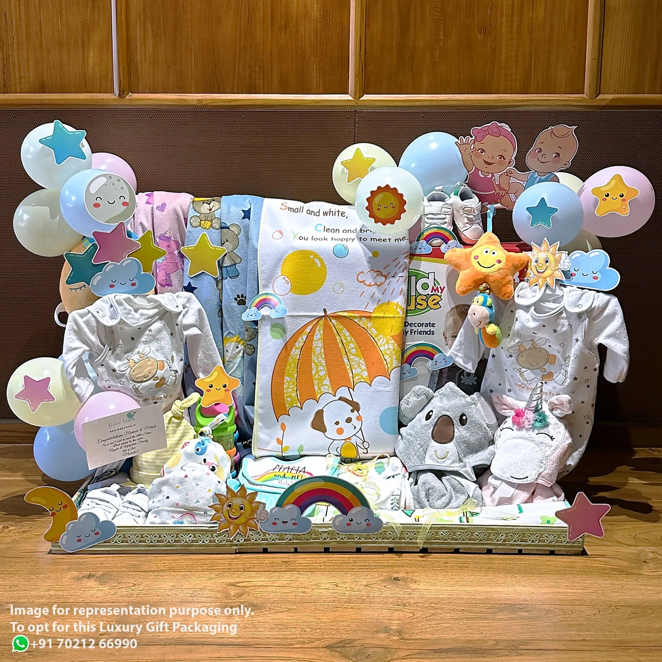 Baby Moo Stars And Rainbows Twin 22 Pcs Luxury Gift Hamper For Girl And Boy Multicolour - 0-12M Sizes Available