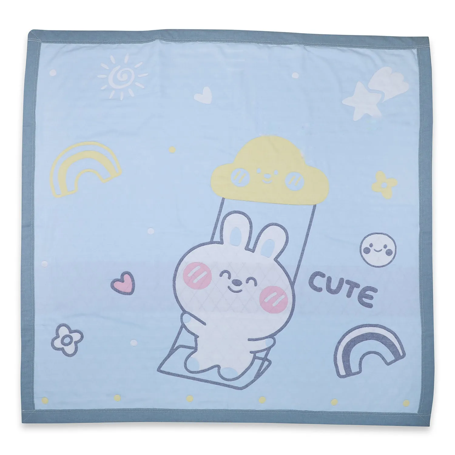 Baby Moo Swinging Bunny All Season Medium Muslin Blanket - Blue