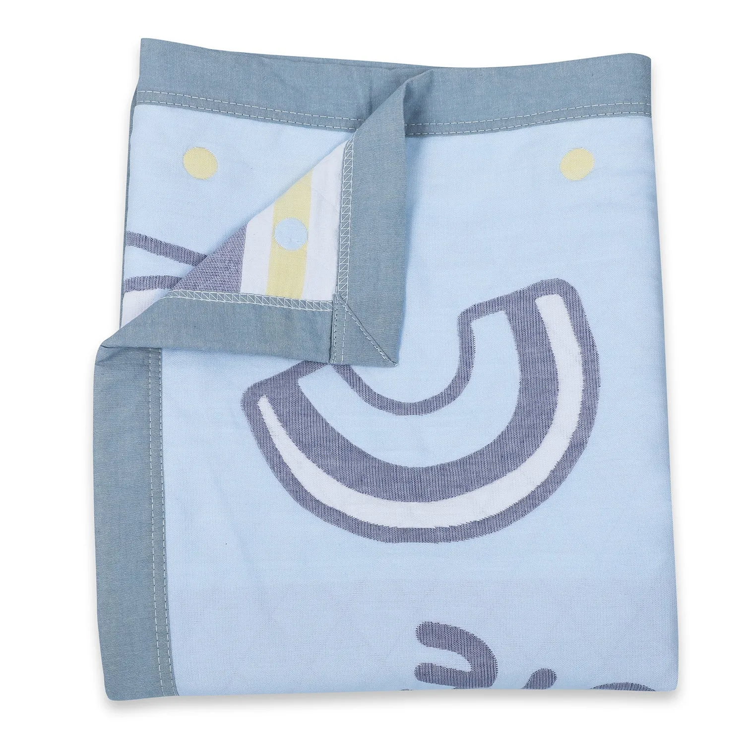 Baby Moo Swinging Bunny All Season Medium Muslin Blanket - Blue