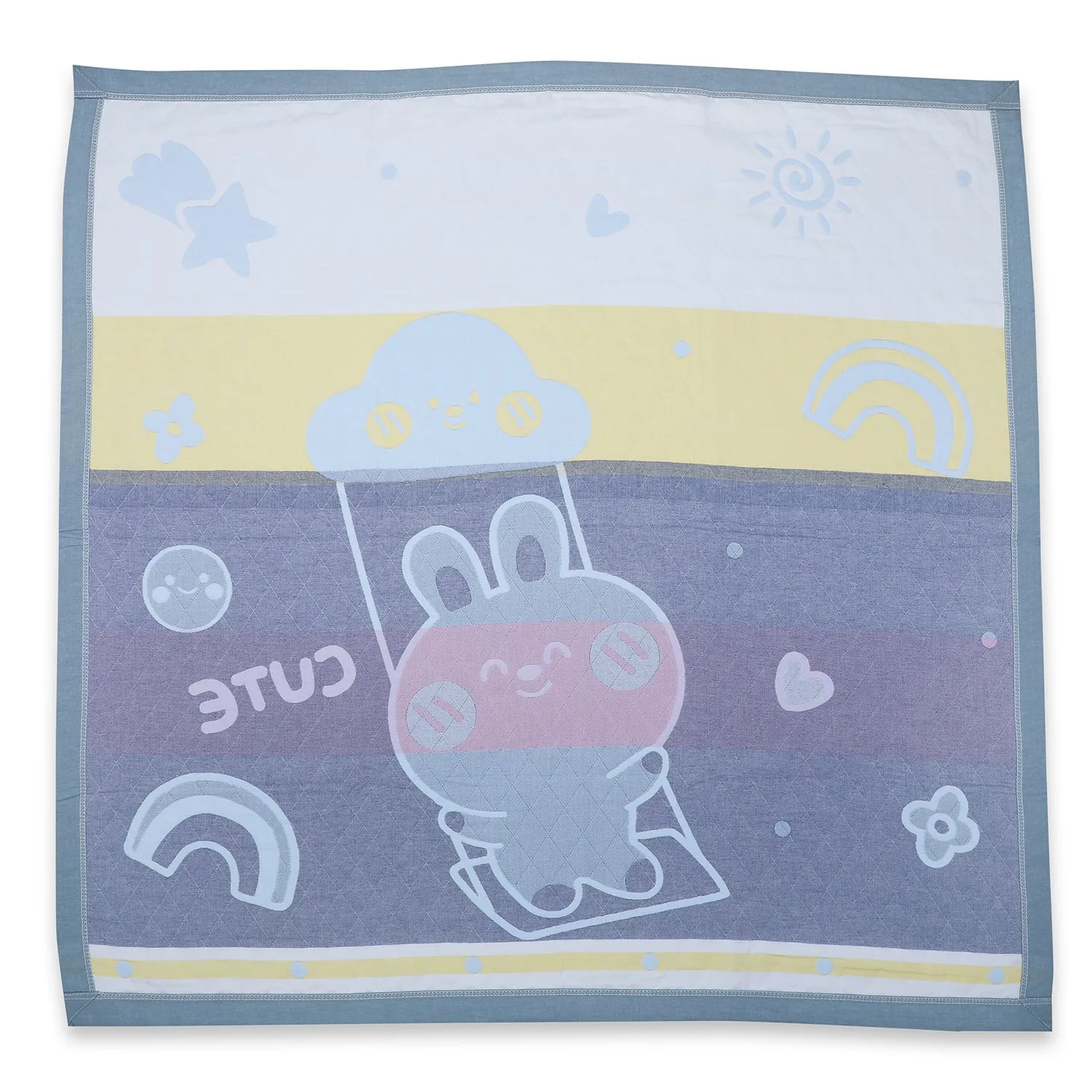 Baby Moo Swinging Bunny All Season Medium Muslin Blanket - Blue