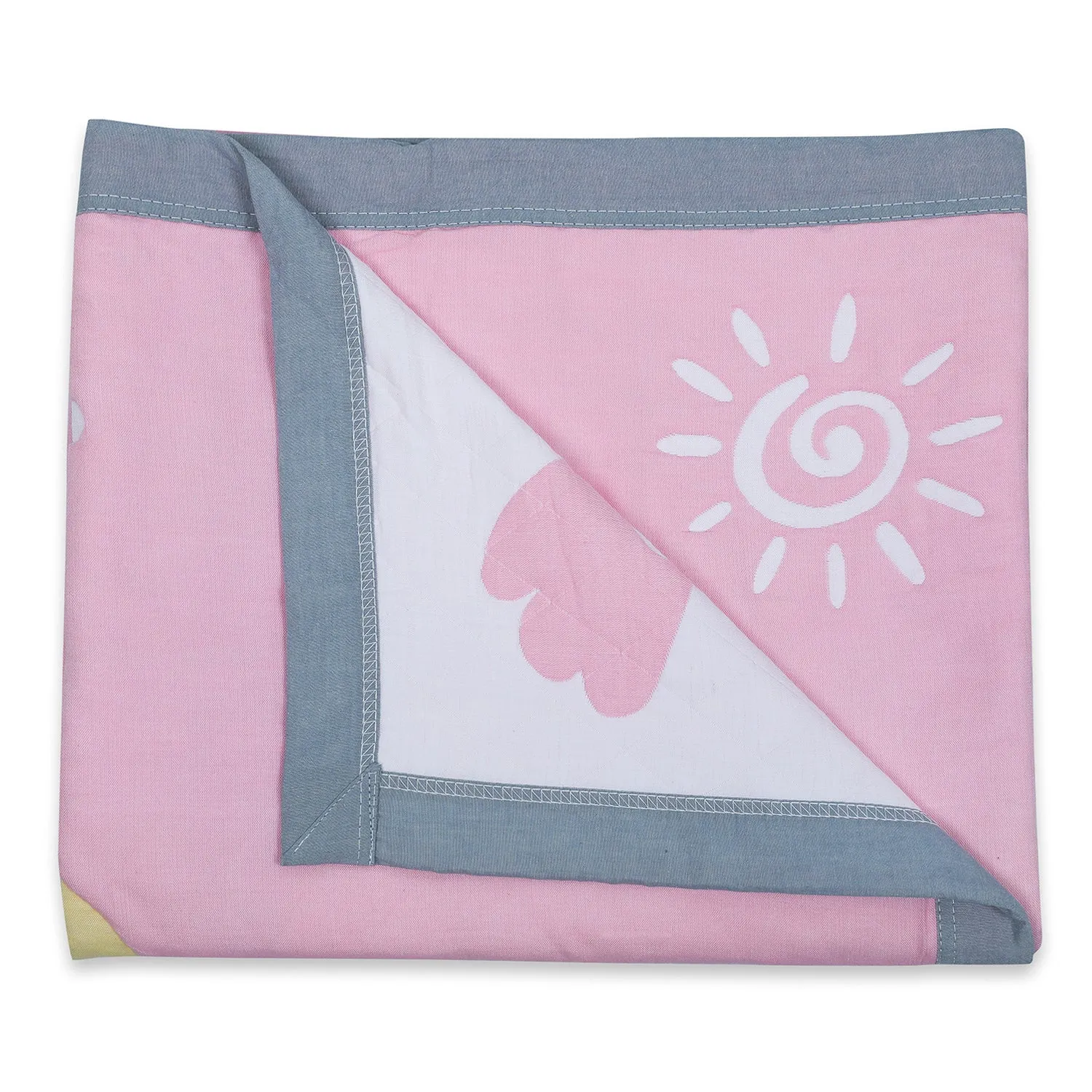 Baby Moo Swinging Bunny All Season Medium Muslin Blanket - Pink