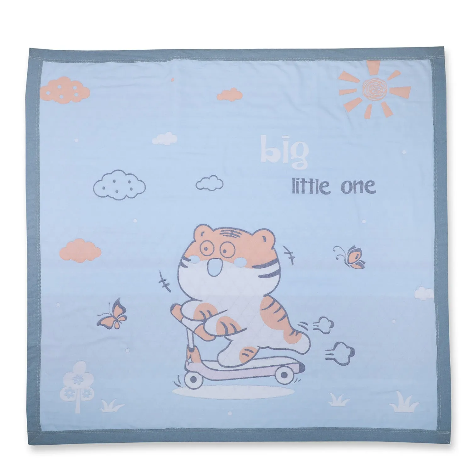 Baby Moo Wild Tiger All Season Medium Muslin Blanket - Blue