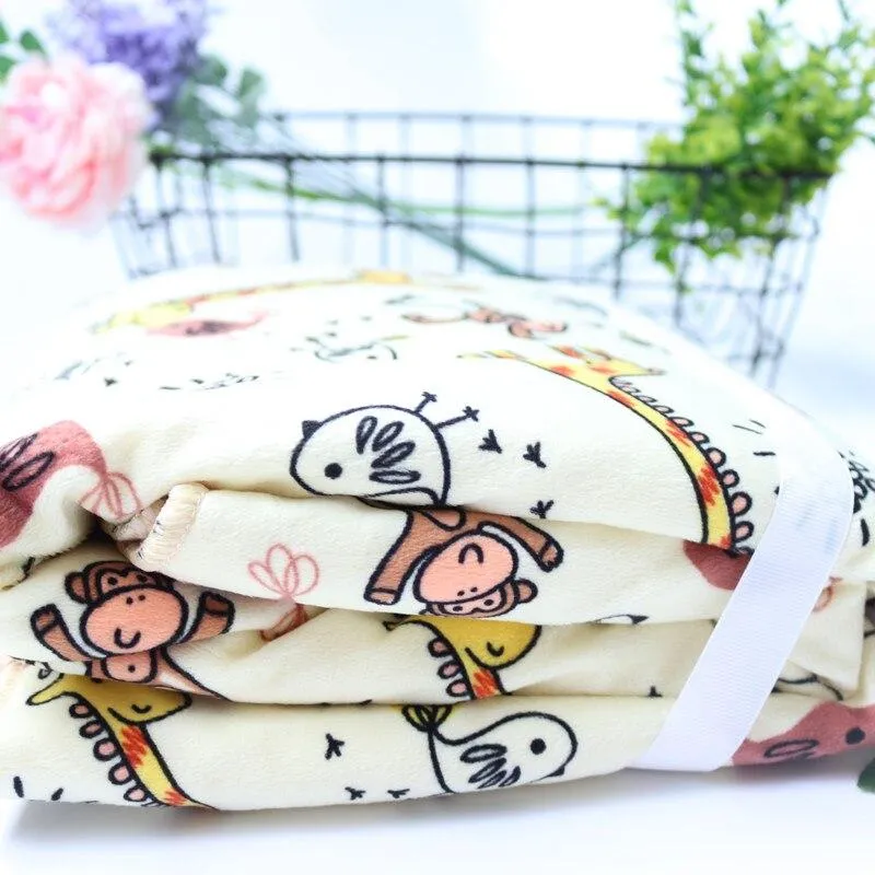 Baby Thick Double Layer Cartoon Polar Fleece Swaddle Stroller Wrap Blankets