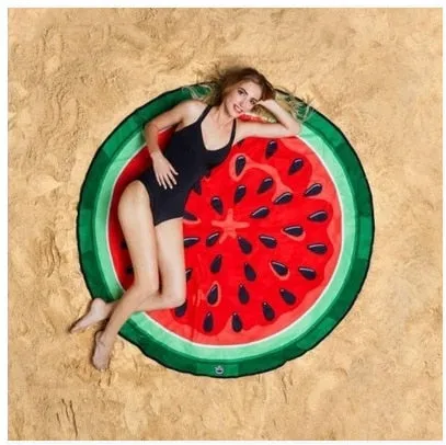 Beach Towel Doughnut Round Picnic Mat Fashionable Pizza Hamburger Fruit 150*150cm Microfiber Tapestry Bath Blanket