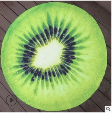 Beach Towel Doughnut Round Picnic Mat Fashionable Pizza Hamburger Fruit 150*150cm Microfiber Tapestry Bath Blanket