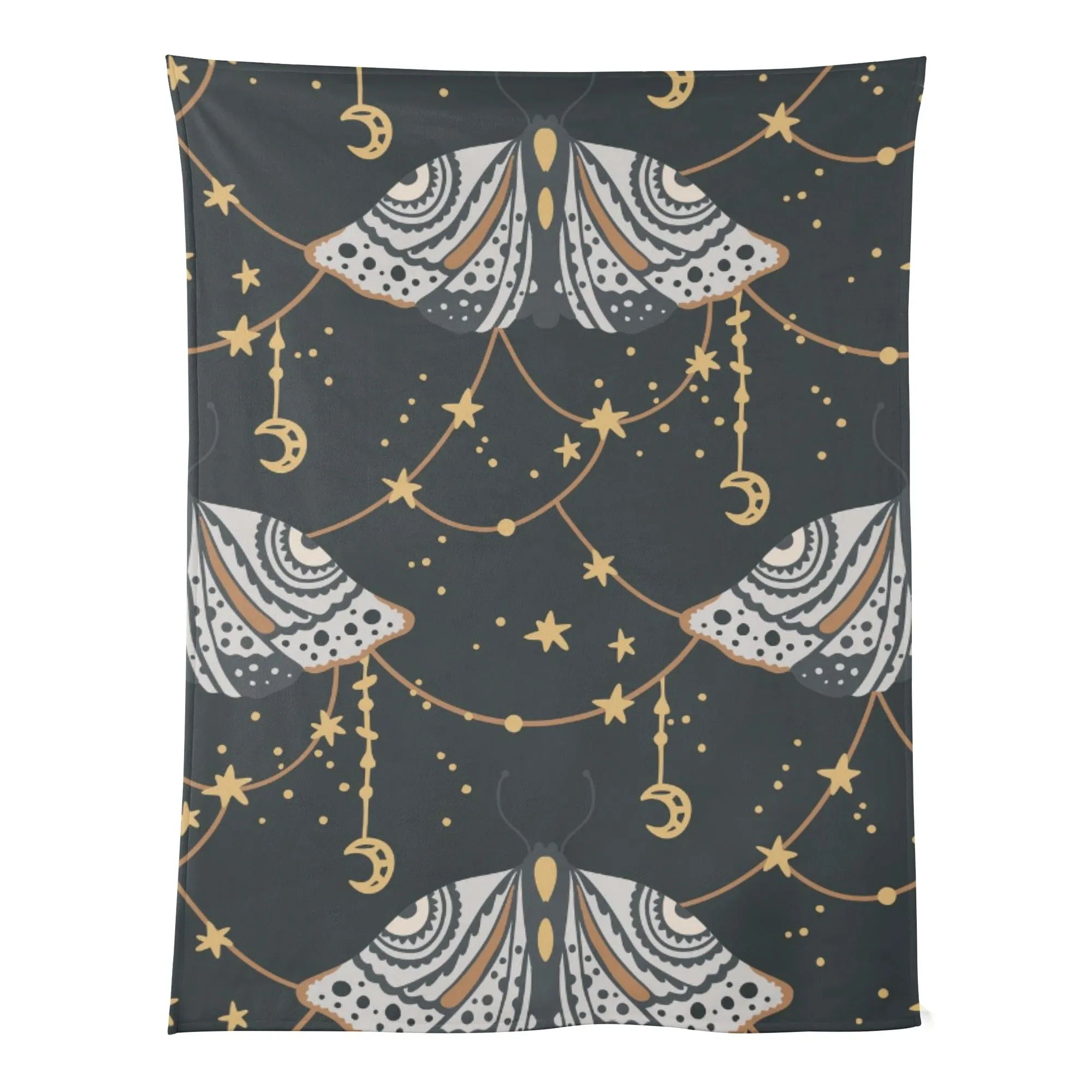 Best Breathable Cozy Flannel Blankets for Kids | Wiccan Boho Celestial Butterfly | Mysterious Black