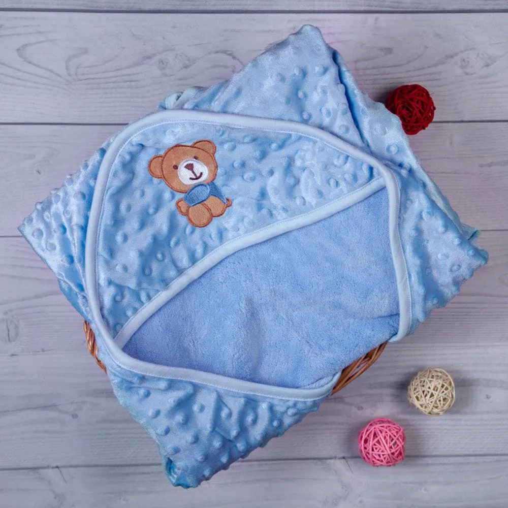 BFF Bear Blue Hooded Bubble Blanket