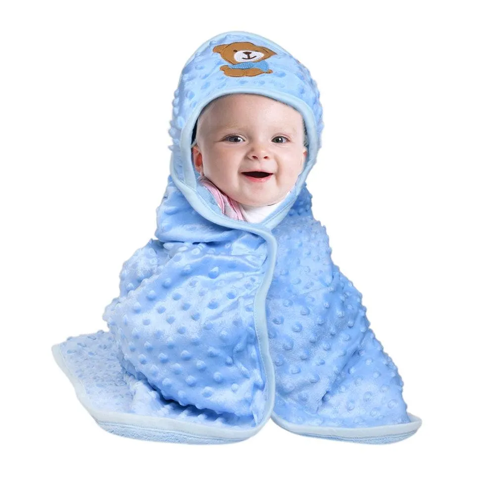 BFF Bear Blue Hooded Bubble Blanket