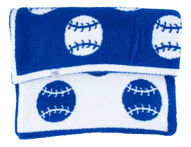 Birdie Bean Blue Baseball Print Microfiber Birdie Throw Blanket