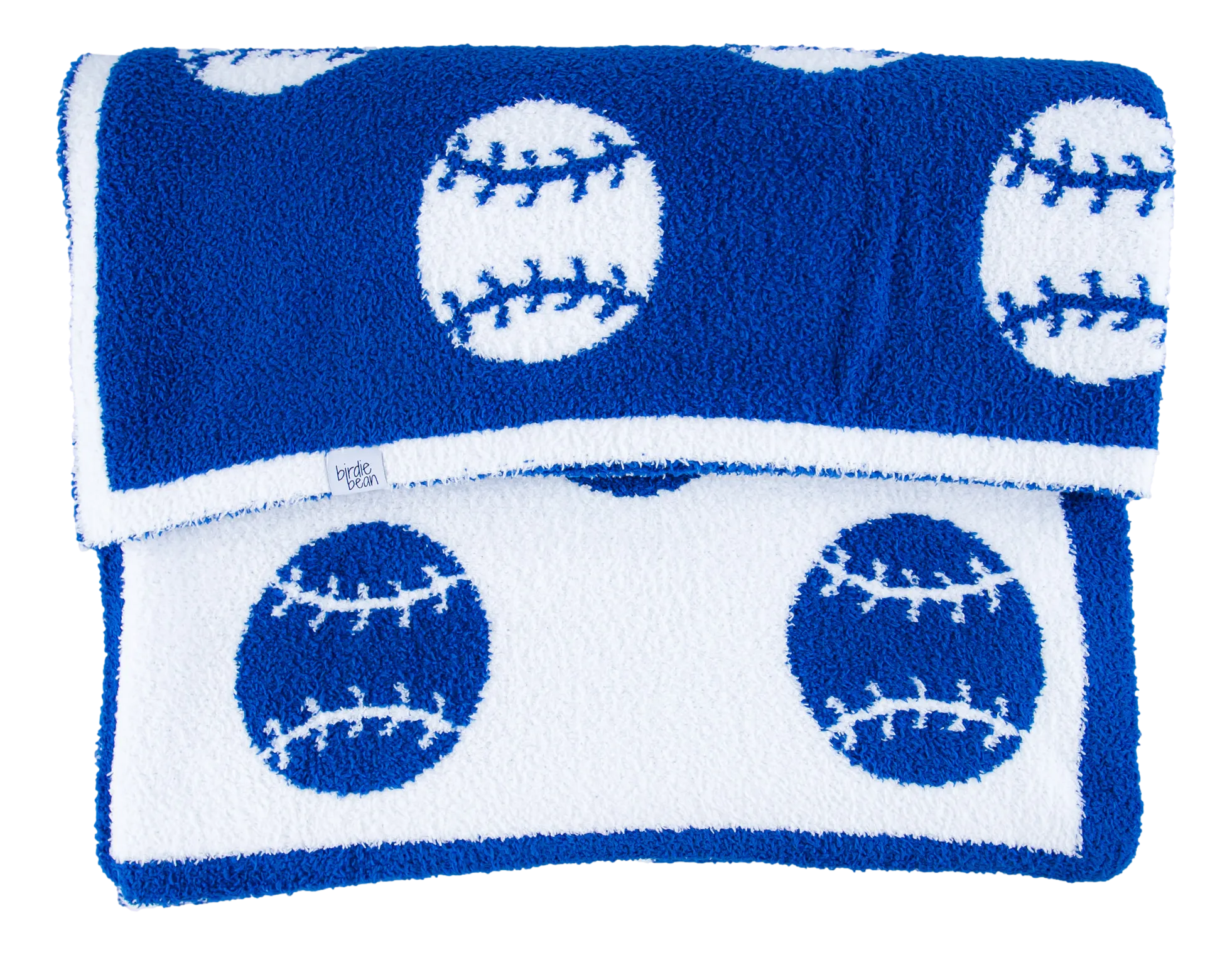 Birdie Bean Blue Baseball Print Microfiber Birdie Throw Blanket