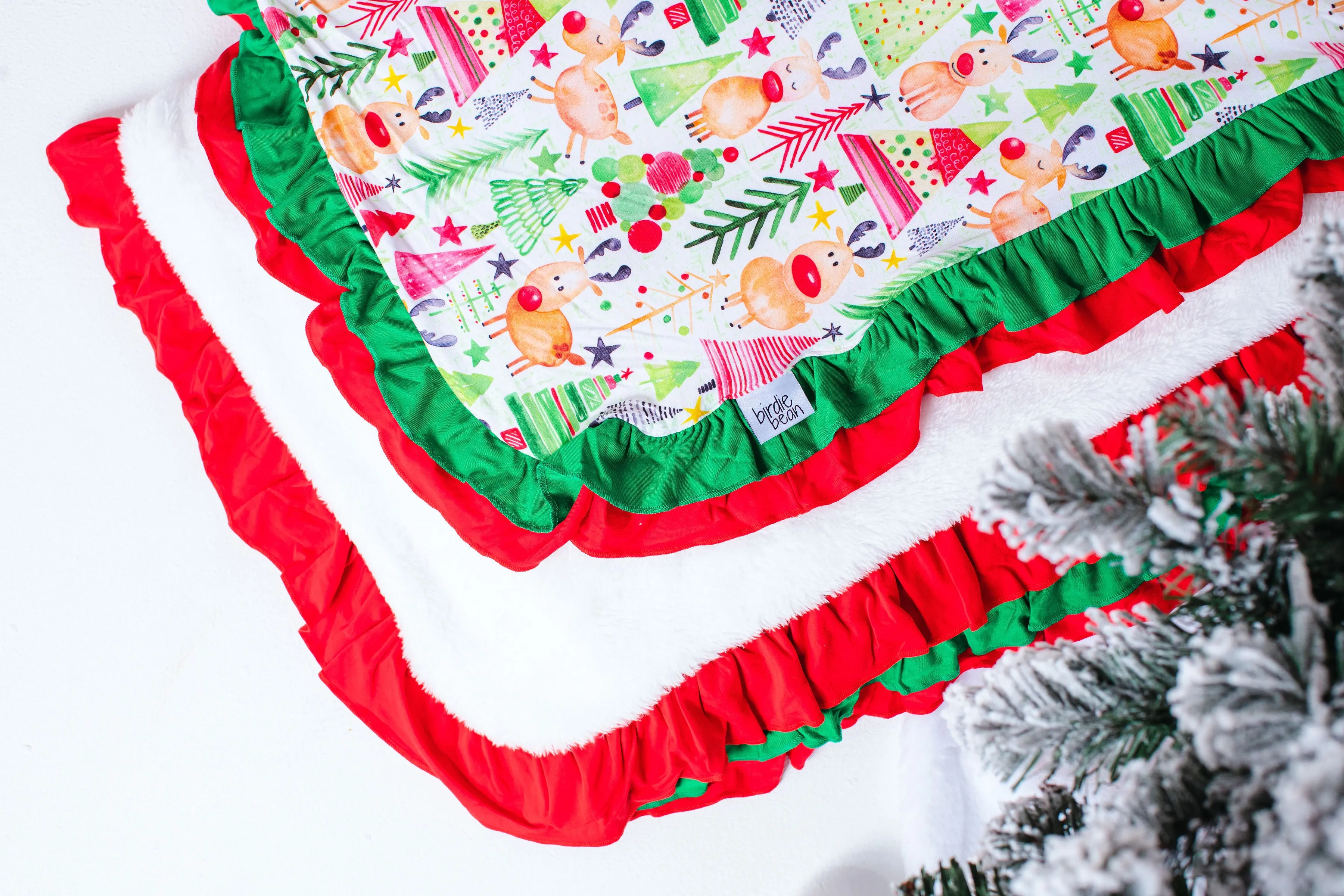 Birdie Bean Christmas Clark Ruffle Plush Throw Blanket