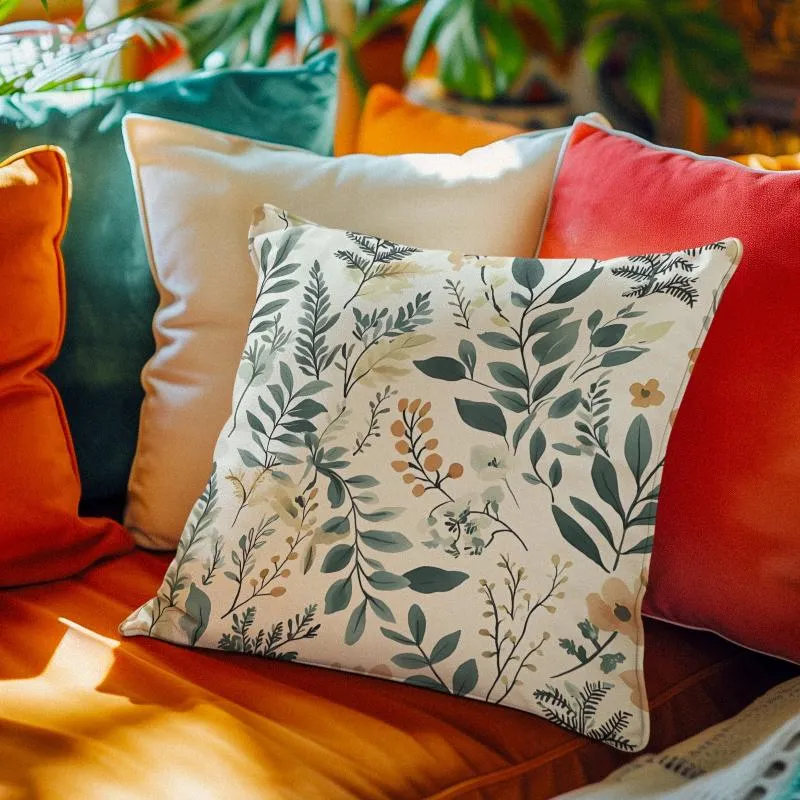 Botanical Print Pillow Set – 4 Decorative Pillows with Covers (20x20) for Modern Homes