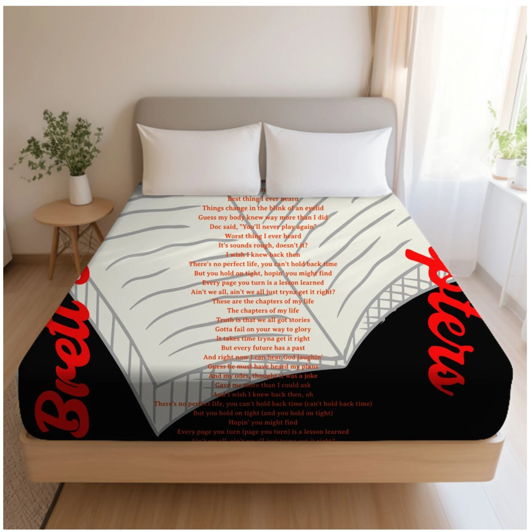 Chapters Song Lyric Velveteen Plush Blanket, Fan Blanket, Throw Blanket, Display Blanket, Country Music Lyric Blanket