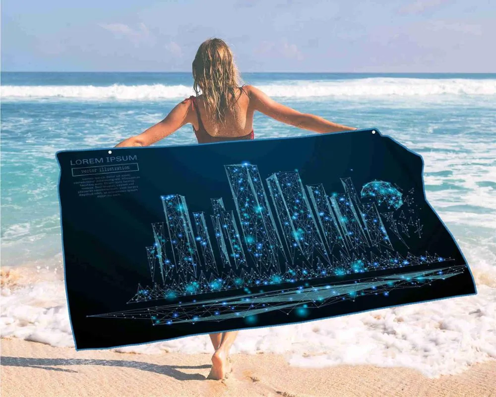 Coconut Tree Starry Sky Digital Printed Beach Towel For Adult Quick Drying Swimming Surf Shower Towel Travel Yoga Beach Blanket