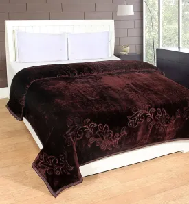 CRAZY WORLD Winter Heavy Mink Embossed Blanket Ultra Soft Floral Single Bed (Brown, 56 x 85 Inch, lightweight)