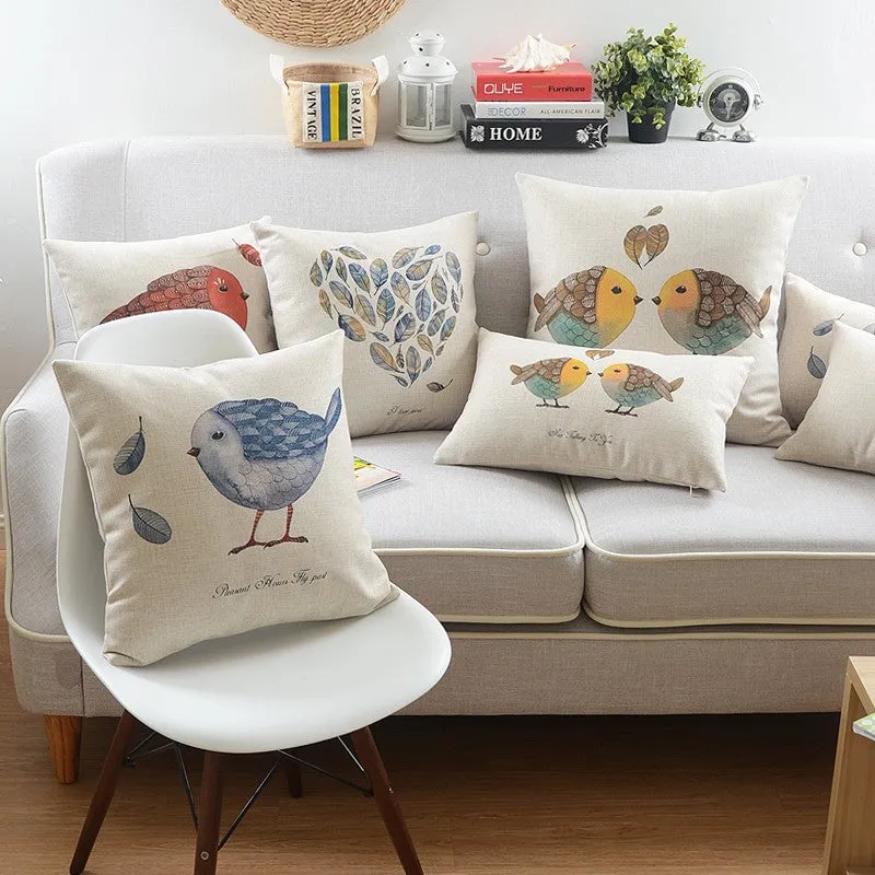 Decorative Sofa Pillows for Dining Room, Simple Decorative Pillow Covers, Love Birds Throw Pillows for Couch, Singing Birds Decorative Throw Pillows