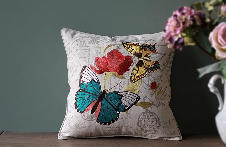 Decorative Throw Pillows, Butterfly Cotton and linen Pillow Cover, Sofa Decorative Pillows, Decorative Pillows for Couch