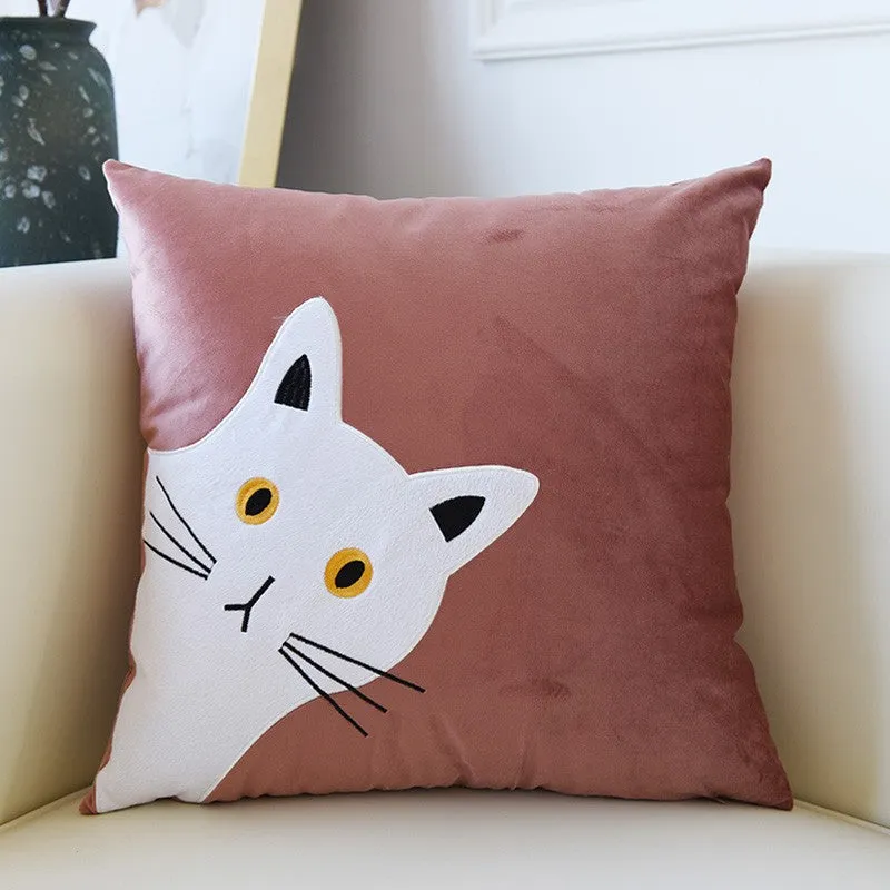 Decorative Throw Pillows, Modern Sofa Decorative Pillows, Lovely Cat Pillow Covers for Kid's Room, Cat Decorative Throw Pillows for Couch