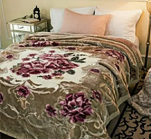 ELSTONE HOME Silky Soft Floral Double Bed Embossed Double PlSilky Mink Blanket for Winters - Embossed Design That Will Enhance Your Room with Vibrant Attractive - Multicolor, lightweight